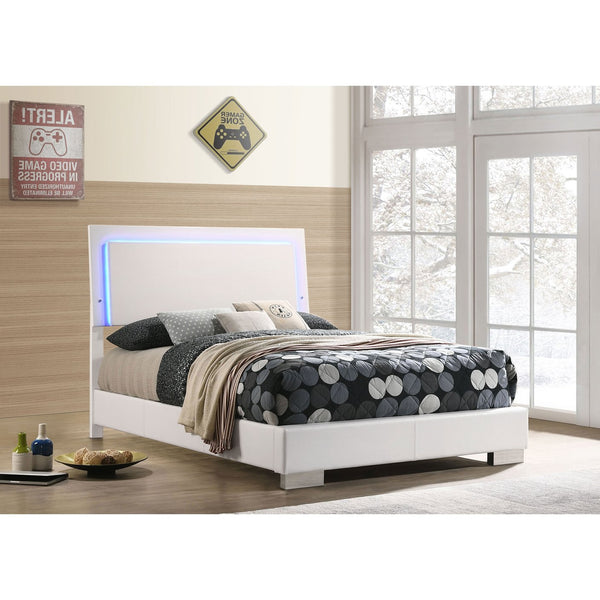 English Elm Felicity White High Gloss Full Led Panel Bed - Modern Design With Ambient Lighting & Sturdy Support B062S00864