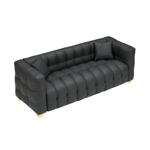 English Elm 80 Modern 3-Seat Sofa with Waterproof Polyester Blend, Solid Wood Frame, Silver Metal Legs, 500lb Capacity Black W3356P341720