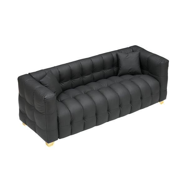 English Elm 80 Modern 3-Seat Sofa with Waterproof Polyester Blend, Solid Wood Frame, Silver Metal Legs, 500lb Capacity Black W3356P341720