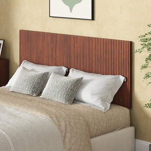 English Elm Modern Wavy Wall-mounted Queen Headboard with Organic Wood Grain Bohemian Bedroom Texture Walnut W1820P407910