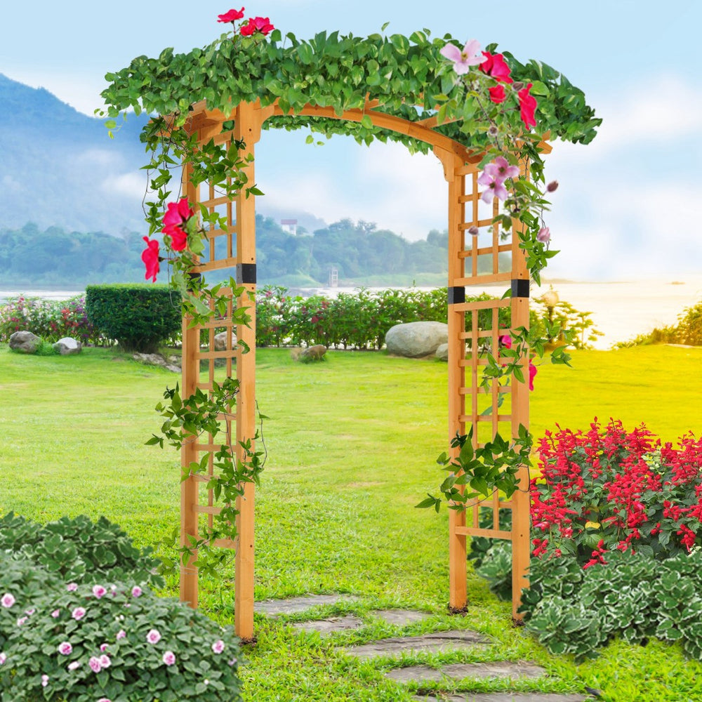 English Elm Outsunny 90In Elegant Wooden Garden Arbor Arch With Trellis For Climbing Plants & Event Decor W2225P174433-GIGA