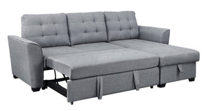 English Elm Adriano Tufted Linen Sleeper Sectional with Reversible Chaise Storage for Compact Living B2749S00182
