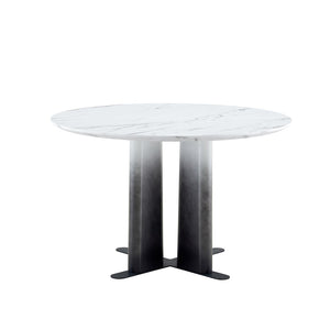English Elm Modern Round Faux Marble Dining Set with Tufted Pvc Chairs for Compact Spaces W3875S00072