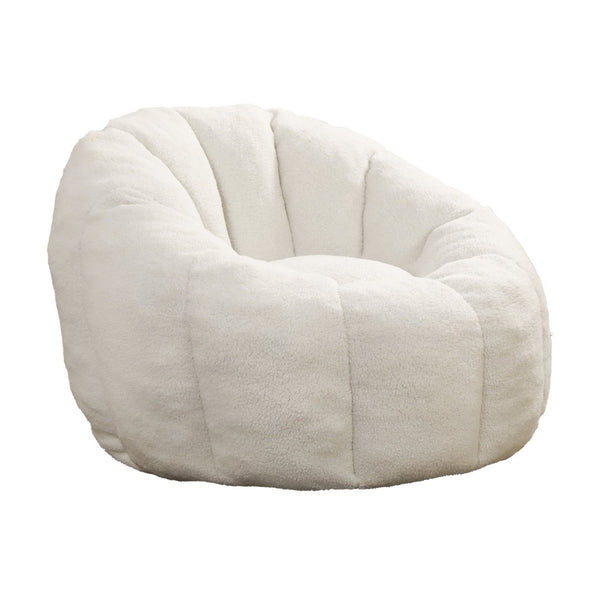 English Elm Bean Bag Lounge Chair Faux Fur Memory Foam Armrests Ergonomic Seat for Adults White W2200P239859