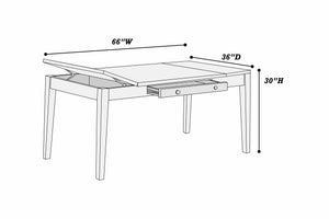 English Elm Walnut Counter Height Dining Table with Lift-Top Storage & Drawer, Seats 6, Modern Tapered Legs Walnut 41 L x 8 W x 71 H B011P370874