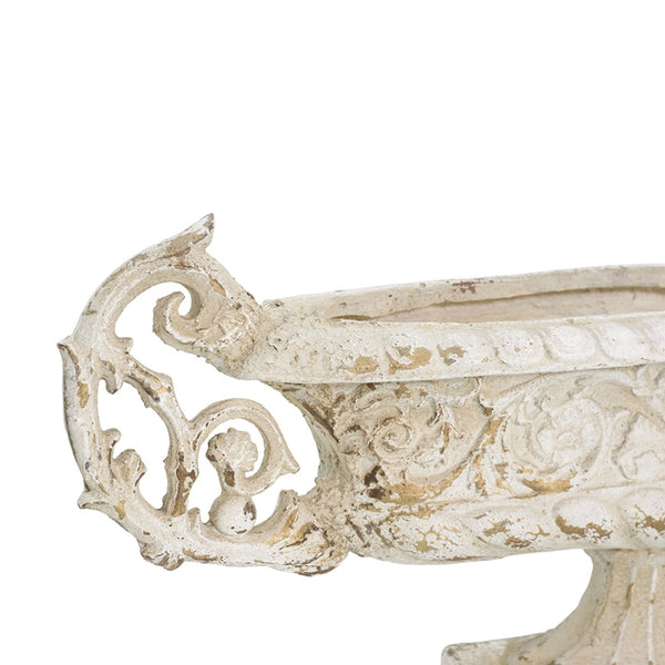 English Elm 31.5x6.9x13.8" Magnesium Pedestal Vase Ornate Scrolled Handles Antique White Mantel Decor W2078P491174