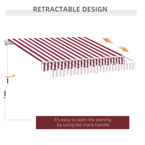 English Elm Outsunny 10' X 8' Retractable Awning - Stylish Wine Red Stripes, Uv Protection, Easy Manual Crank System W2225P174237-GIGA