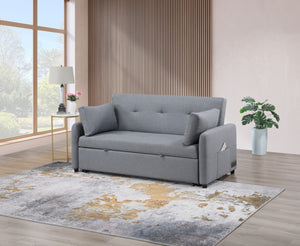 English Elm Ravenna Linen Sleeper Sofa with Built-in Charging Station Tufted Cushions Guest Bed B2749P413197