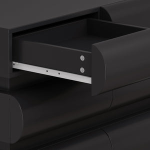 English Elm 8 Modern 8-Drawer Dresser for Bedroom with Handle-Free Design, Spacious Chest for Organized Living Black W757P235733