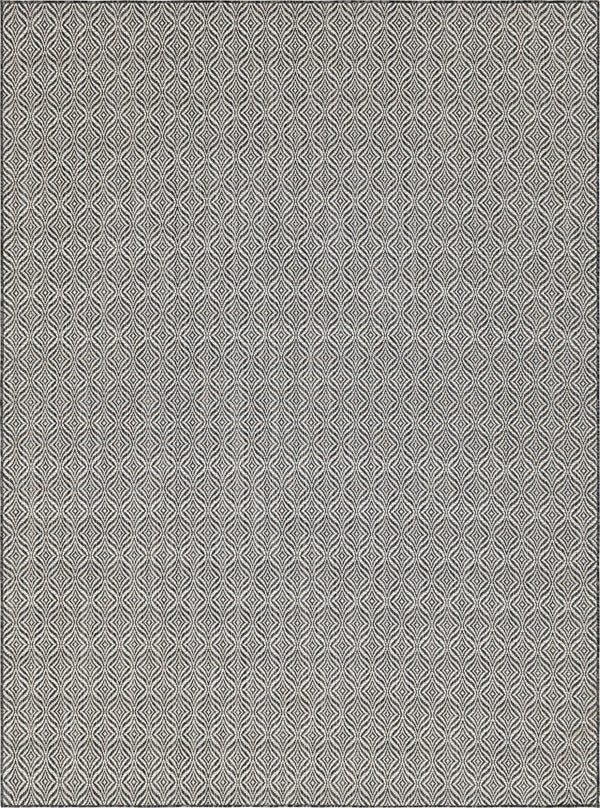 Unique Loom Outdoor Trellis Deco Trellis Machine Made Trellis Rug Charcoal, Gray/Ivory 9' 0" x 12' 0"