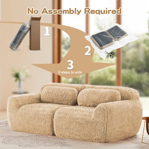 English Elm 2-seater Modular Cloud Sofa Plush Fluffy Sectional with Pillows for Living Room Light Khaki W714P380200