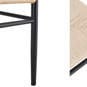 English Elm Wesborn Y-Shape Medieval Dining Chair Set of 4 — Black Iron Frame, Natural Rope Seat, Durable ErgonomicComfort W2920P278932