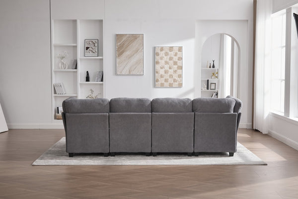 English Elm UNITED Modular 6-Seat Sectional Sofa with Removable Ottoman, Storage Compartments, Convertible Comfort Gray W1568S00245