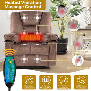 English Elm Power Lift Recliner with Massage & Heat, 8-Point Therapy, Timer & Easy Power Lift Assistance Brown W1403P177447
