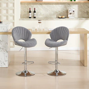 English Elm Bar Stools modern adjustable swivel counter chairs with back and footrest, chrome base for kitchen pub gatherings Grey W1249P386235