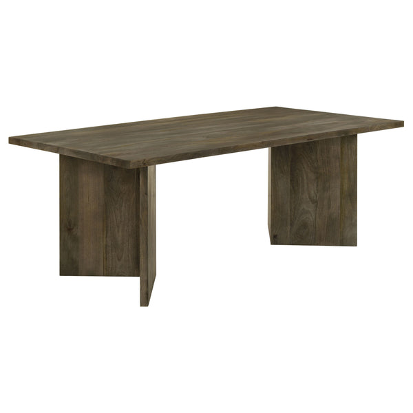 English Elm Roman Mango Brown Rectangular Dining Table with V-Leg Braces, Mango Wood Grain, Rustic Modern 80" Long B062P358239