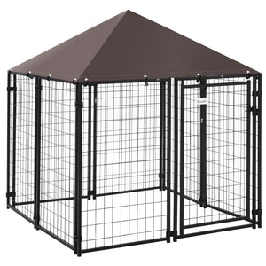 English Elm Pawhut Walk-in Steel Wire Dog Kennel Outdoor Enclosure with Uv Canopy Cover W2225P173781
