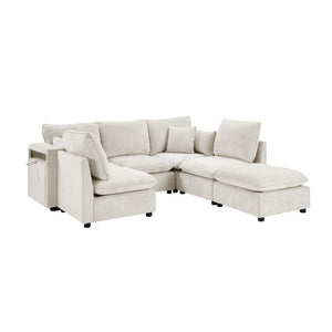 English Elm Swivel Barrel Accent Chair Chenille Tufted Round Club Seat for Living Room Lounge Beige N719S002300A