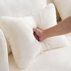 English Elm Queen Plush Floor Sofa Futon with 4 Pillows — Modern Foam Folding Couch Mattress for Living Room Guest Bedroom White W3612P336073