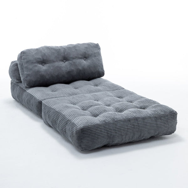 English Elm Folding Floor Sofa Bed Convertible Lounge Chair with Shredded Foam Fill for Bedroom Dark Gray W2200P442794