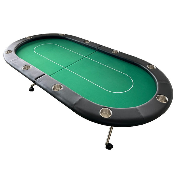 English Elm Ino Design 94 Inch Oval Felt Poker Table Seats Ten with Casters and Cup Holders Green W2748P321635