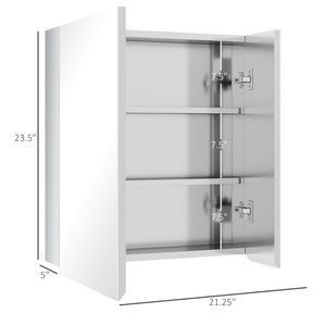 English Elm kleankin Stainless Steel Bathroom Mirror Cabinet with 3 Shelves, Space-Saving Wall-Mounted Storage Silver W2225P173926