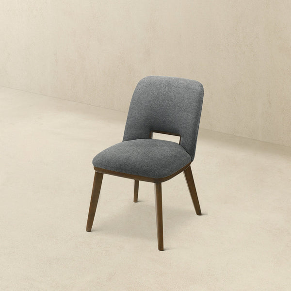 English Elm Ashcroft Furniture - Modern Blake Dark Grey Fabric Dining Chair Set of 2 with Walnut Solid Wood Base, Foam-Padded Comfort, Versatile Seating (33.7"H) B183P232021