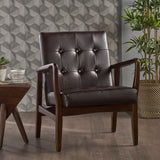 Christopher Knight Home® - Noble House - Marcola Mid Century Modern Faux Leather Club Chair with Wood Frame