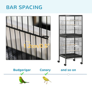 English Elm Pawhut Double Stacked Aviary Steel Bird Cage with Rolling Casters for Small Birds W2225P173760