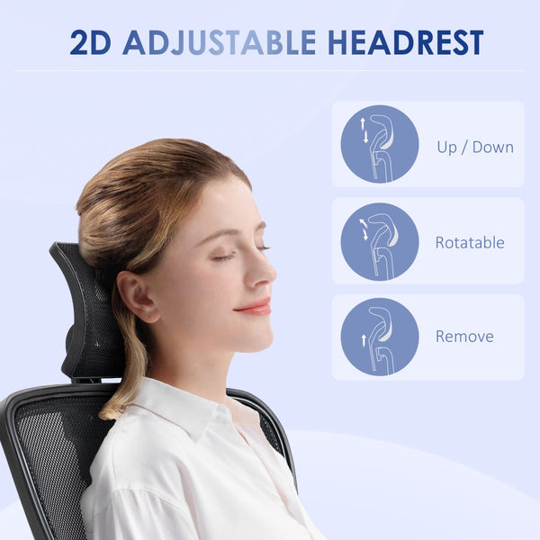 English Elm Vinsetto High Back Ergonomic Office Chair With Adjustable Lumbar Support & Reclining Headrest, Black W2225P217484-GIGA