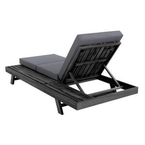 English Elm Lounge Chaise Outdoor Acacia Wood Slatted Frame with Water Resistant Cushion Resort Style Black,Dark Grey N770P442B26G