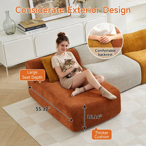 English Elm Modular Teddy Fleece Cloud Sectional Legless Sofa for Living Room Apartment W1765S00128