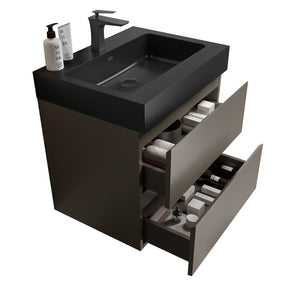English Elm Alice 24" Gray Floating Bathroom Vanity With Sink – Modern Design, Large Storage & Soft-Close Drawers W1865S00025