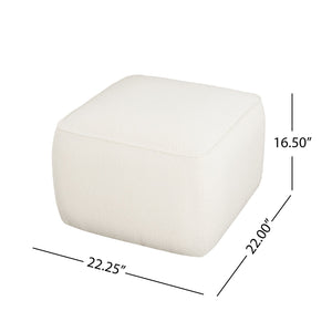 English Elm Christopher Knight Home® - Upholstered Square Ottoman with Luxurious Bouclé Fabric, Dense Foam & Pocket Coil Comfort, Modern Appeal White N757P294261U