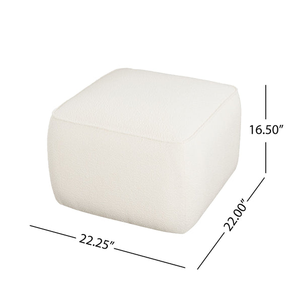 English Elm Christopher Knight Home® - Upholstered Square Ottoman with Luxurious Bouclé Fabric, Dense Foam & Pocket Coil Comfort, Modern Appeal White N757P294261U