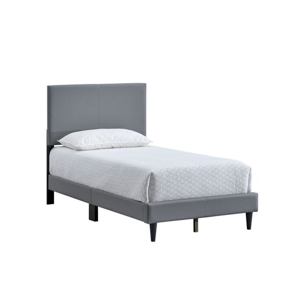 English Elm Baron Full Bed Frame with Faux Leather Upholstery, Slat Support, Adjustable Headboard Height, Fits 7–13" LIGHT GREY 26.37 L x 45.47 W x 7.48 H B078P380171