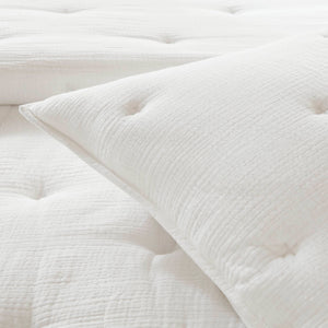 JLA Home Harbor House Blue - Cotton Crinkled Gauze Embroidered Quilt Set with Lightweight 250gsm Fill, OEKO‑TEX Certified Comfort and Texture White HH13-1884