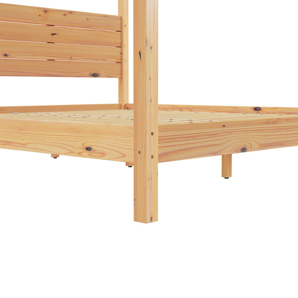 English Elm Walker Edison - Modern Pine Canopy Bedframe King — Minimalist Boho Design, Solid Pine Slats, Center Support, No Box Spring Needed Natural Wood 84 L x 12.75 W x 11.25 H B185P169192