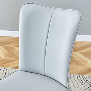 English Elm Table 5-Piece Modern Dining Set - 31.5" Dark Wood Grain Round Table & 4 Light Gray Pu Chairs W1151S02488-GIGA