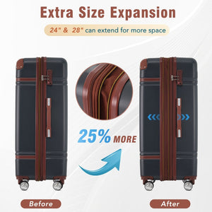 English Elm Hardshell Abs Spinner Luggage Set Four Piece Expandable Tsa Lock Travel Suitcases Black N732P170218B