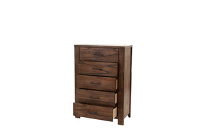 English Elm Oak 5-Drawer Chest of Drawers 34"x17"x49"H – Oak Veneer Bedroom Storage, Contemporary Wood Finish B011P244398