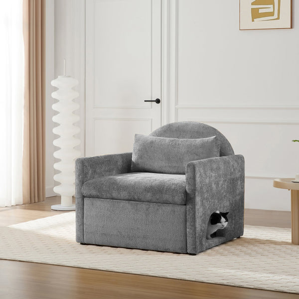 English Elm Modern Chenille Oversized Armchair With Pet-Friendly Nook | Perfect For Cozy Living Rooms & Bedrooms W2997P294104