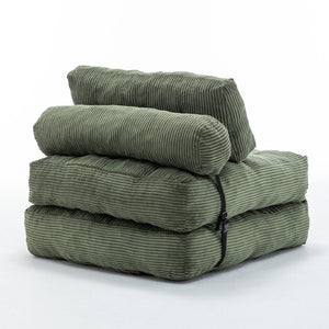 English Elm Folding Floor Sofa Bed Convertible Sleeper Chair with Shredded Foam Corded Fabric Green W2200P442796