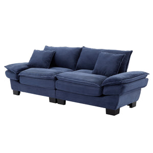 English Elm Corduroy Stylish Sleeper Sofa Loveseat with Dual-Layer Cushions & Two Support Pillows, Sturdy Frame Blue W676P184142