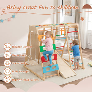 English Elm 2-in-1 Wood Slide & Climb Playset for Kids — 9-in-1 Outdoor Activity Center, Durable Motor-Skill Builder W1422P353841