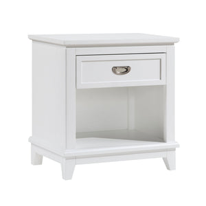 English Elm White Nightstand with Drawer & Shelf, Classic White Finish, Dovetail Drawer, No Assembly Needed —26"H bedside storage blend B011P365522