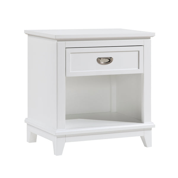 English Elm White Nightstand with Drawer & Shelf, Classic White Finish, Dovetail Drawer, No Assembly Needed —26"H bedside storage blend B011P365522