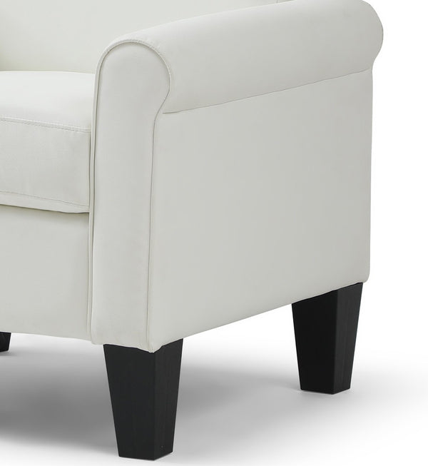 English Elm Vineland High Back Faux Leather Accent Chair with Tailored Piping for Modern Living White B078P497923
