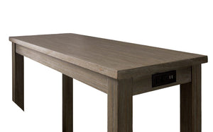 English Elm Transitional Counter Height 3pc Dining Set with USB Charging, Storage Shelves & Padded Seats Gray 53 L x 22 W x 12 H B2741P384392