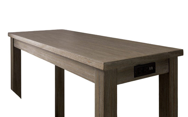 English Elm Transitional Counter Height 3pc Dining Set with USB Charging, Storage Shelves & Padded Seats Gray 53 L x 22 W x 12 H B2741P384392